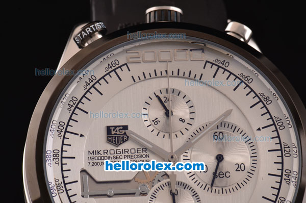 Tag Heuer Mikrogirder 2000 Chronograph Miyota Quartz Steel Case with PVD Bezel - Silver Dial - Click Image to Close